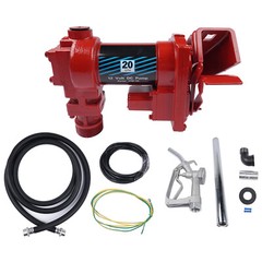 Red 12V Fuel Transfer Pump & Nozzle Kit Transfer of Gasoline Diesel Kerosene