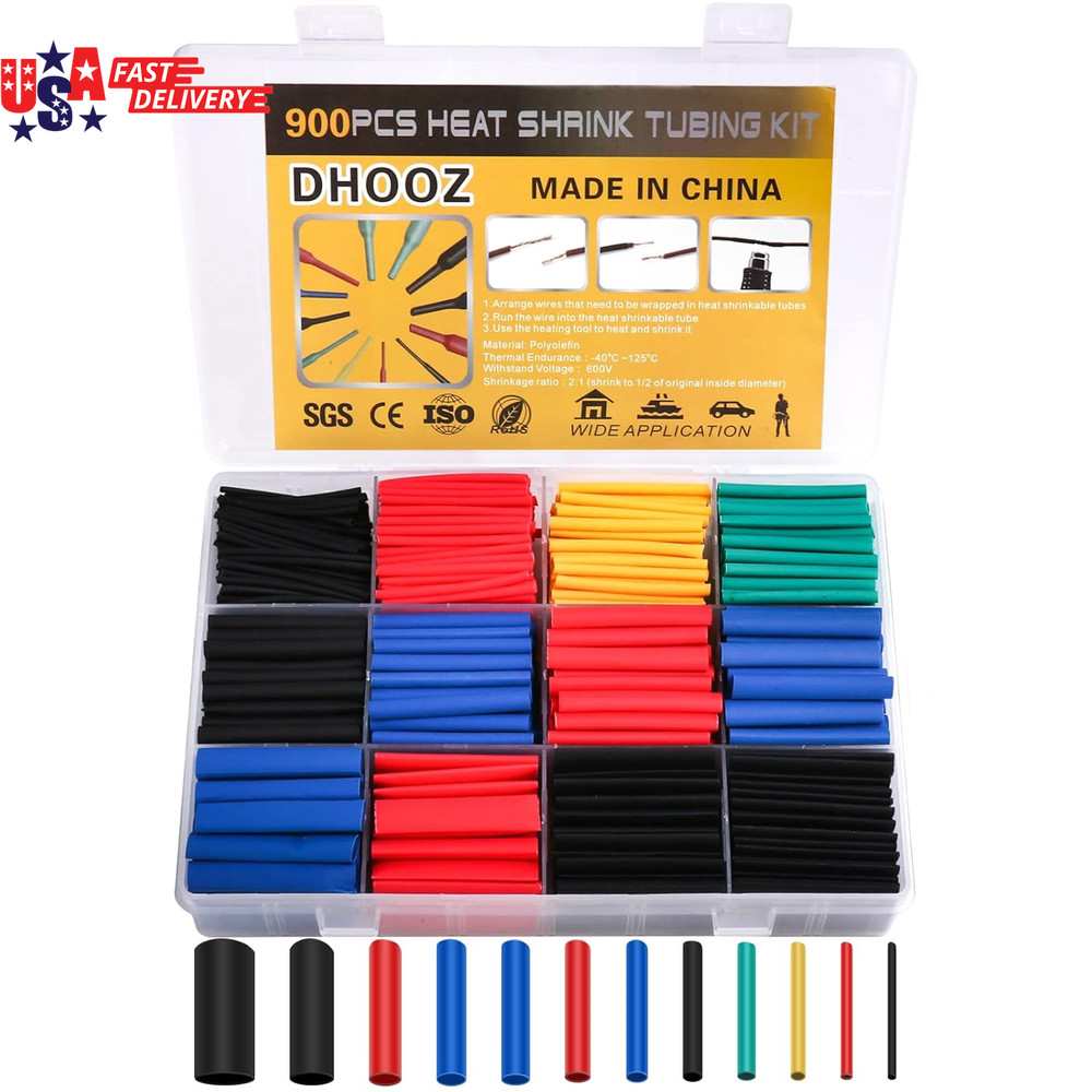 900 Pcs Wire Heat Shrink Tubing Kit, Industrial Heat-Shrink Tubing for Wires, 2: