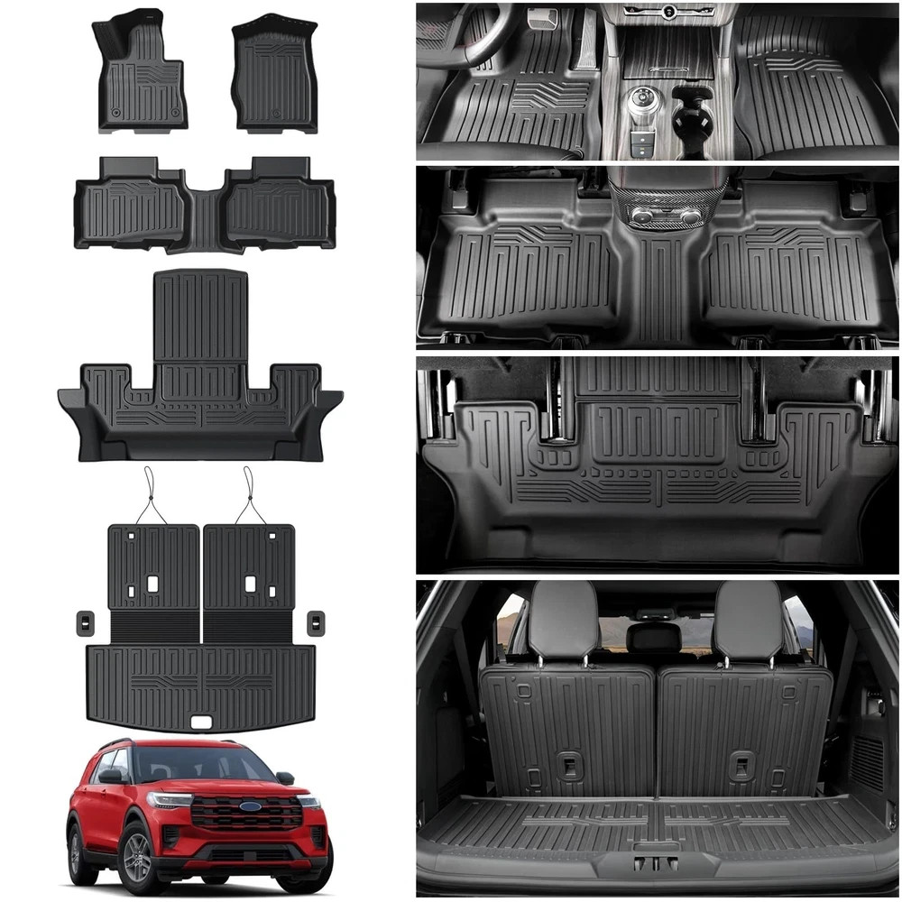 Floor Mats for 2020-2025 2026 Ford Explorer Accessories, Cargo Mat with Backr…