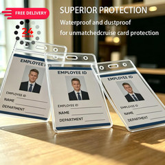 10 Pack Vertical ID Badge Holders – Extra Thick Clear Vertical,