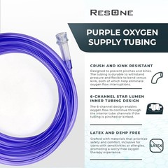 ResOne 5pk 14Ft Oxygen Supply Tubing, Crush Resistant, Standard Connectors for
