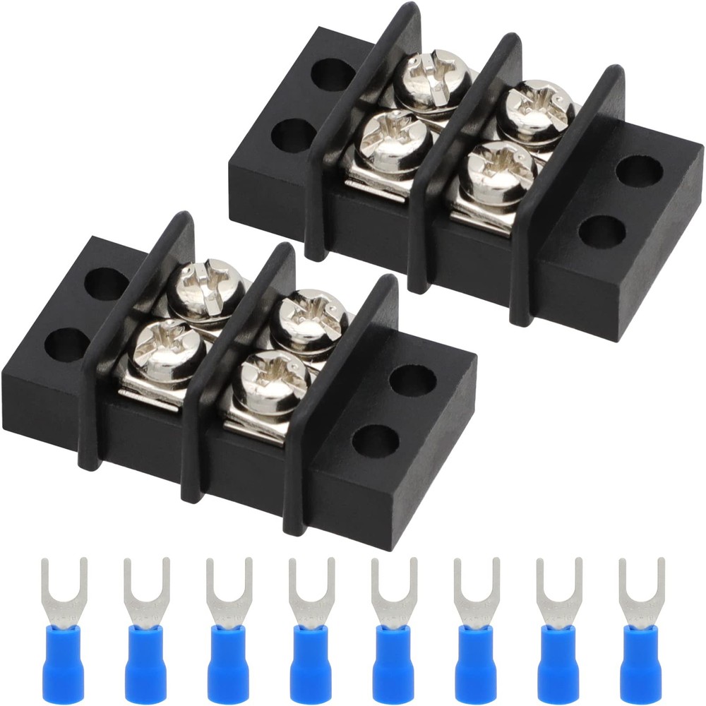 Terminal Block,2 Pack 2 Circuits 2030A 200v450v Dual Row Screw Terminals Stri…