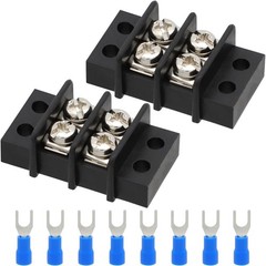 Terminal Block,2 Pack 2 Circuits 2030A 200v450v Dual Row Screw Terminals Stri…