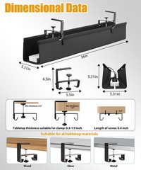 Oxford Cloth Under Desk Cable Management Tray,No-Drill 36″ Desk Cable Managem…