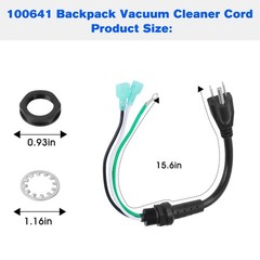RO6G 100641 Backpack Vacuum Power Cord Replacement for Proteam Vacuums