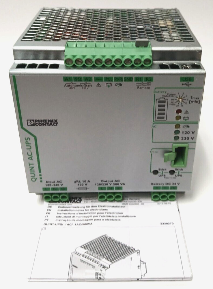 PHOENIX CONTACT UNINTERRUPTIBLE POWER SUPPLY QUINT-UPS/1AC/1AC/500 VA