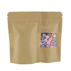 New Brown Kraft Stand Up Zip Seal Resealable Bags w. Clear Window Variety Sizes