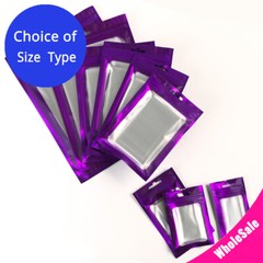 Multi-Size Matte Purple Mylar Flat Zip Seal Pouch Bag For Storage w/ Window P10