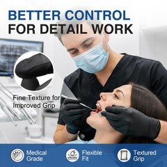 Schneider Medical Nitrile Exam Gloves, 4 Mil Black Gloves Large,
