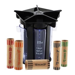 Coin Counter Sorter Tube, with Wrappers, 5-in-1 Change Machine, Organizer &
