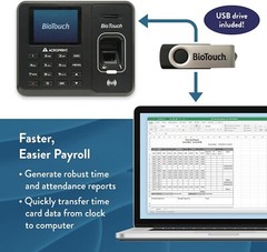 BioTouch Fingerprint Time Clock – Acroprint – No Monthly Fee, USB & Secure Log