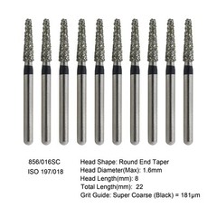 Dental Diamond Burs FG Round End Taper Pear Football Fine Coarse Grit 850 856
