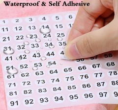 Mini Skater 25 Sheets 1 to 100 Vinyl Consecutive Number Stickers Small Round Inv