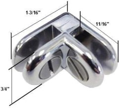 5 Pcs Chrome Metal 2 Way Glass Shelf Connector 3/16″ Tempered Glass 90 Degree