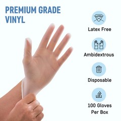 Dre Health Medium Clear Vinyl Medical Exam Gloves – Pack of 100