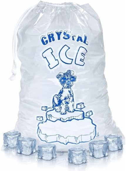 Plastic Ice Bags 20 Lb. with Draw String Closure Pack of 250