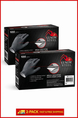2 Pack VENOM STEEL Nitrile Gloves Rip Resistant Size Fits Most 100 CT