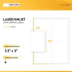 50 Sheets 200 Labels BLACKOUT 3.5 x 5 FAST PEEL White Address Shipping 4UP
