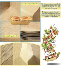 Kraft Paper Food Tray Boat Brown Disposable Serving Trays 2 Lbs, 3 Lbs, 5 Lbs
