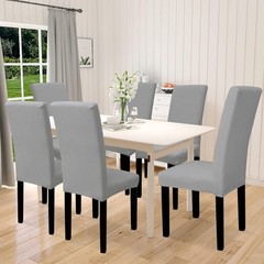 100% Waterproof Dining Room Chair Cover Set of 6, Stretch Jacquard Parson Chair