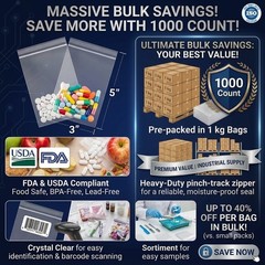 [BULK] 3″ x 5″ Clear Reclosable Zip Bags – Food Grade & Pharmacy Safe