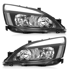 Headlights 2003-2007 Honda Accord Coupe Sedan Chrome Amber Reflector Pair