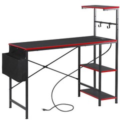 44″ Computer Desk w/ Power Outlets Led Desk 4 Tiers Reversible Shelf Hook & Side