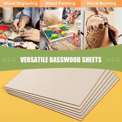 12 Pack Basswood Sheets 12x16x1/8in 3mm Unfinished for Laser Cutting Crafts DIY