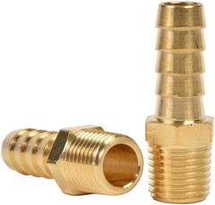 Durable Brass Hose Fitting Set: 2 Pack 3/8″ Barb to 1/4″ NPT Male Pipe