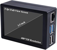 Raspberry Pi 4 Compatible 3.5 Inch Touch Screen with Case and Heatsinks Included