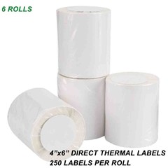 6 Roll of 250 4×6 Direct Thermal Labels For Zebra Eltron ZP-450 LP 2844Z GK420T