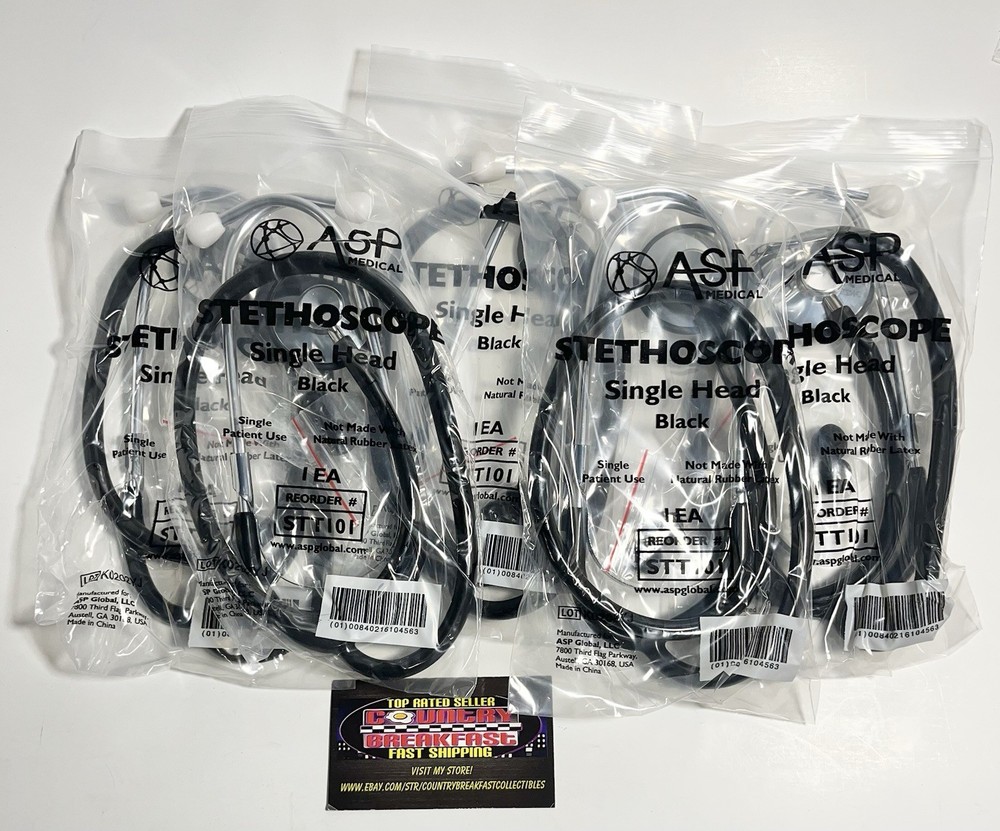 ASP Medical Stethoscope Single Head Black STT101 – Lot Of Five (5) – Brand New!