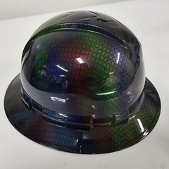 FULL BRIM Hard Hat custom hydro dipped MULTI COLOR BASKET WEAVE CARBON FIBER NEW