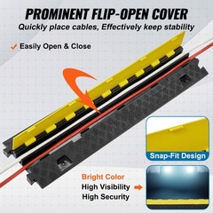 VEVOR 2Channel Speed Bump Cable Protector Ramp 1T Load TPU Wire Cable Cord Guard