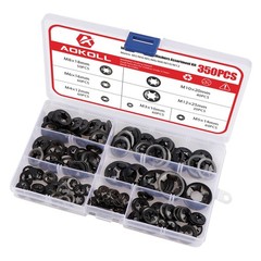 AOKOLL 350PCS Internal Tooth M3, M4, M5, M6, M8, M10, M12 millimeters, Black