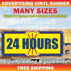 24 HOURS Advertising Banner Vinyl Mesh Sign Now Open New Business Store Welcome