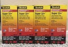 Scotch 3M Super 33+ Vinyl Electrical Tape (06133), 4 BOXES (40 ROLLS) Black