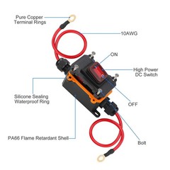 DC 12V-24V Inline Cord Switch IP67 Waterproof Outdoor ON/Off Toggle Switch