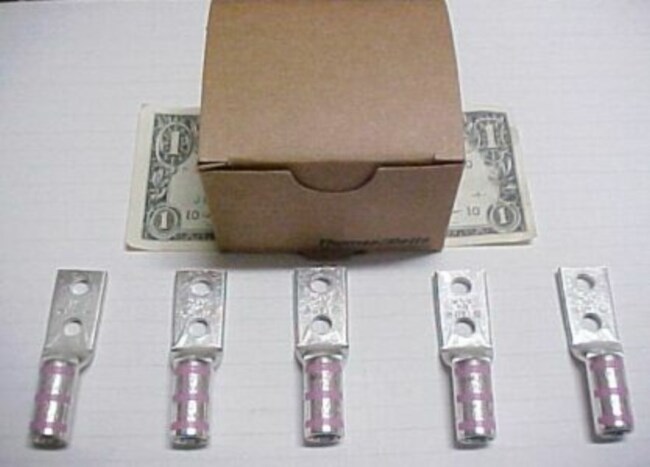 Box of 5 T&B Solid Copper 1/0 Electrical Cable Lugs Wire 54859BEPH Telecom Tin