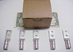 Box of 5 T&B Solid Copper 1/0 Electrical Cable Lugs Wire 54859BEPH Telecom Tin