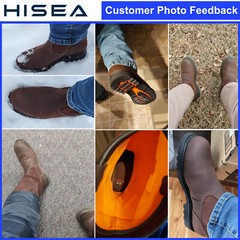 HISEA NINGO Men Steel/Soft Toe Wellington Work Boots Leather Western Cowboy Boot