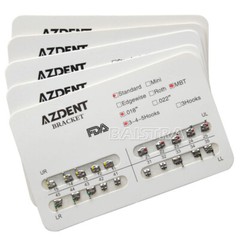 10 Packs AZ Dental Orthodontic Brackets Standard Braces MBT .018 Hooks 3-4-5