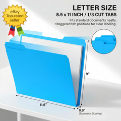 120Pack Colored File Folders Letter Size 8.5×11 1 3 Cut Tab Office Filing Set