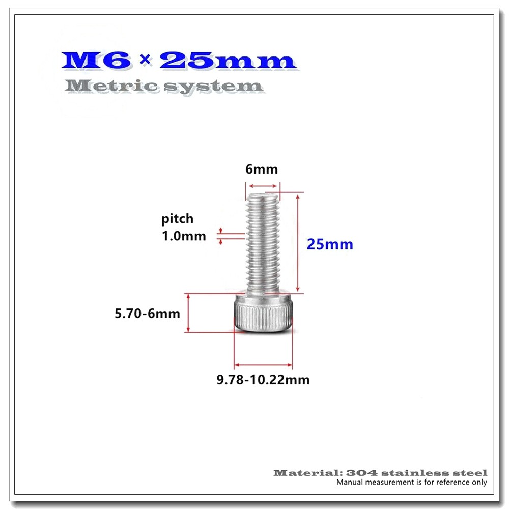 M6 Allen Hex Socket Cap Head Screws Bolts 304 Stainless Steel