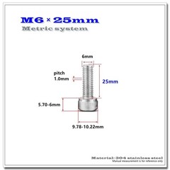 M6 Allen Hex Socket Cap Head Screws Bolts 304 Stainless Steel
