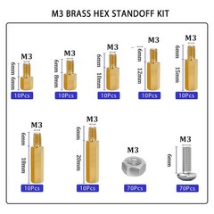 210PCS M3 Brass Male-Male Threaded Standoff Spacers Kit for PCB Circuit Boards