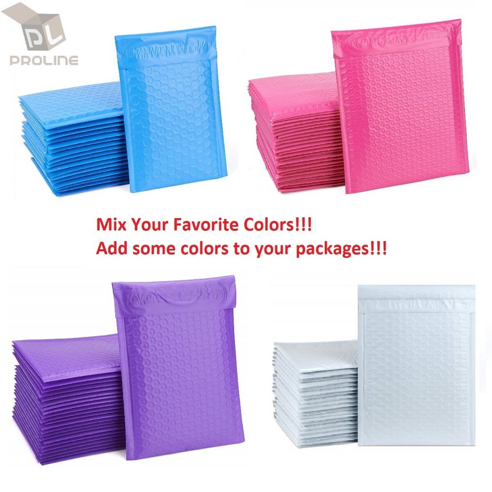 Mix Your Color 50 Poly Bubble Padded Shipping Envelopes Mailers #5 10.5 x 16