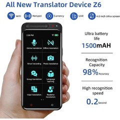 Portable Language Translator Device 138 Languages 4.1″ Touch Real Time Offline