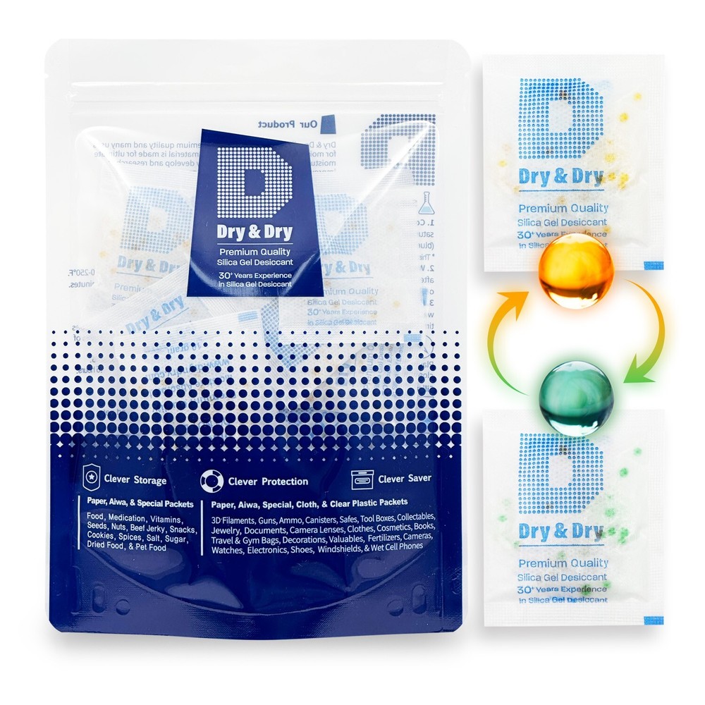 10 gram X 500 PK “Dry & Dry” Food Grade Orange Indicating Silica Gel Packets