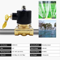 1/2″ PT AC 110V Electric Solenoid Valve Brass Water Air Gas 2W-160-15 US STOCK